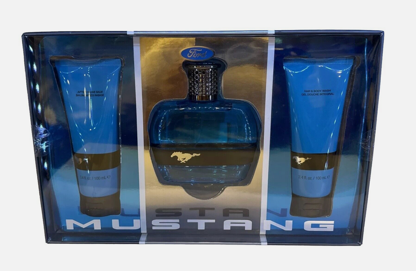 Ford Mustang Blue EDT + Hair and Body Wash + Aftershave Balm Set