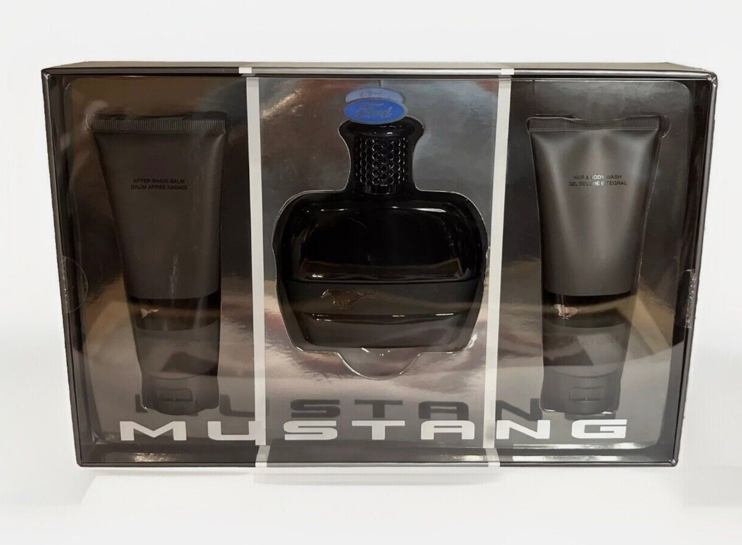 Ford Mustang Black EDT + Hair and Body Wash + Aftershave Balm Gift Set