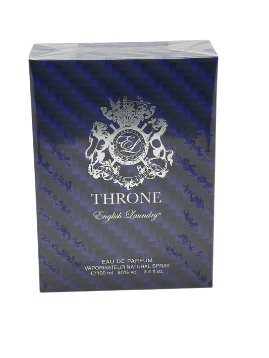 Paradime Enterprise LLC English Laundry Throne eau de parfum in a blue and black checkered box with silver crest logo.