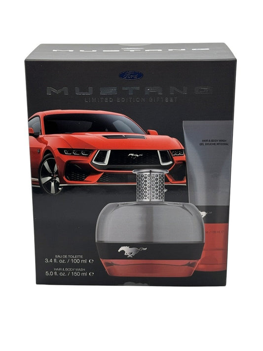 Paradime Enterprise LLC Mustang by Ford 60-Years limited edition gift set featuring red EDT and hair and body wash.