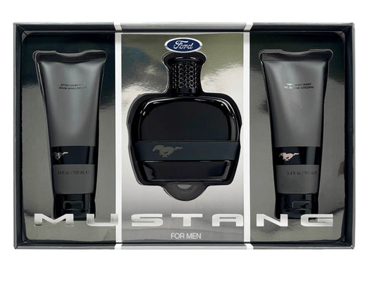 Ford Mustang Black EDT + Hair and Body Wash + Aftershave Balm Gift Set