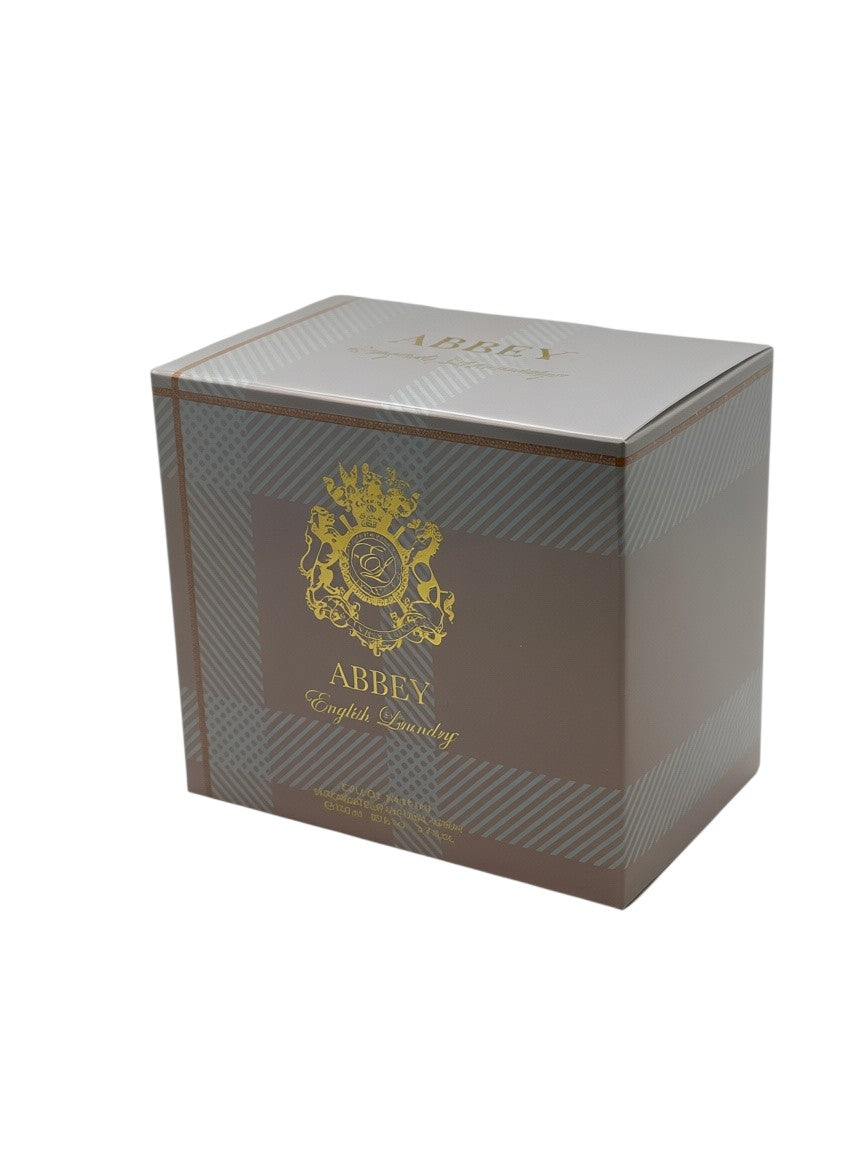 Paradime Enterprise LLC Abbey by English Laundry perfume box featuring a brown plaid pattern and gold logo