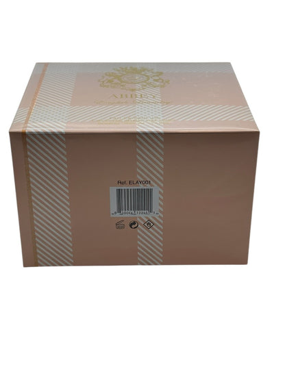 Paradime Enterprise LLC Abbey by English Laundry perfume box featuring a soft pink and white plaid pattern
