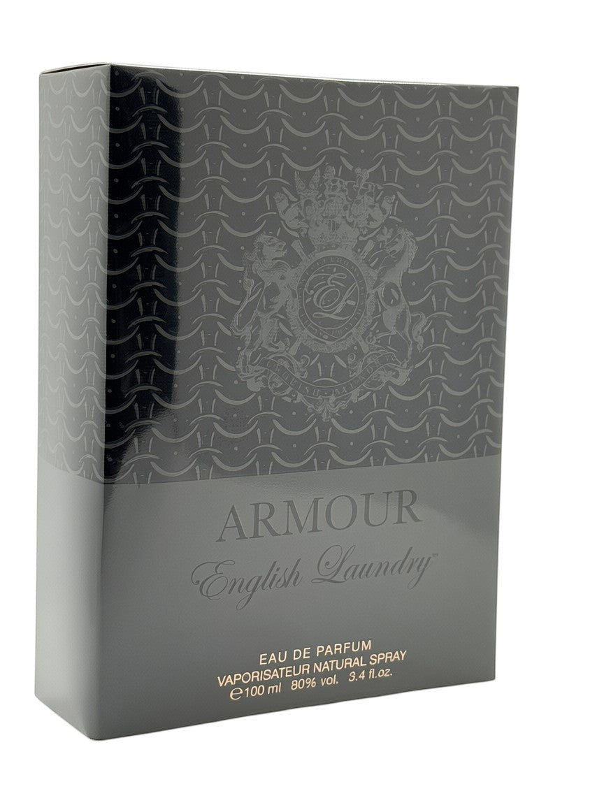 Paradime Enterprise LLC Armour by English Laundry Eau de Parfum 3.4 oz box with chainmail pattern and crest logo