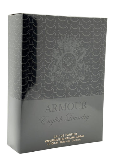 Paradime Enterprise LLC Armour by English Laundry Eau de Parfum 3.4 oz box with chainmail pattern and crest logo