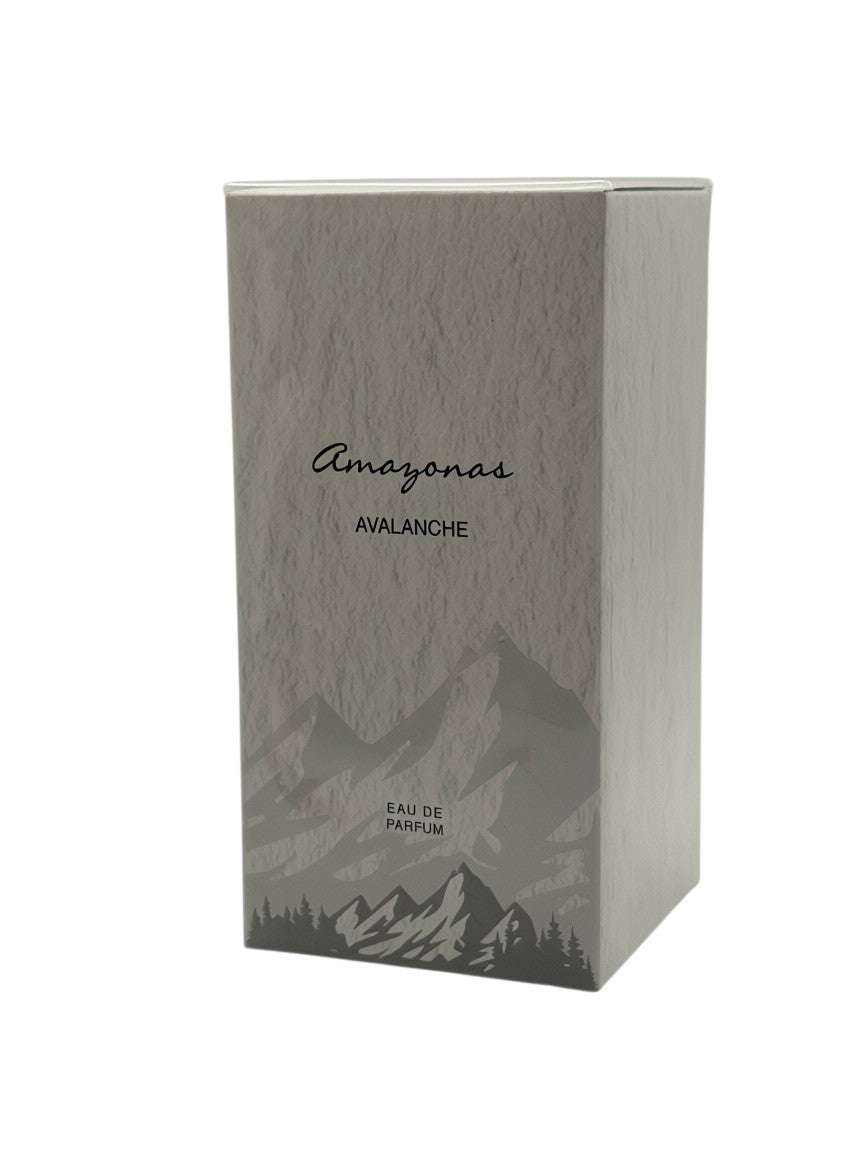 Paradime Enterprise LLC Atralia Amazonas Avalanche Eau de Parfum 3.4 oz fragrance box with mountain graphic design.