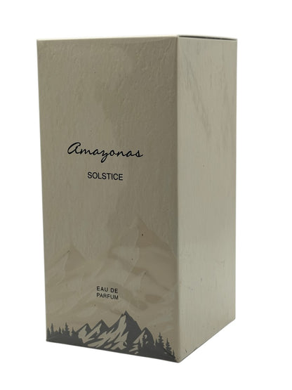 Paradime Enterprise LLC Atralia Amazonas Solstice Eau de Parfum 3.4 oz bottle in a beige box with mountain graphic
