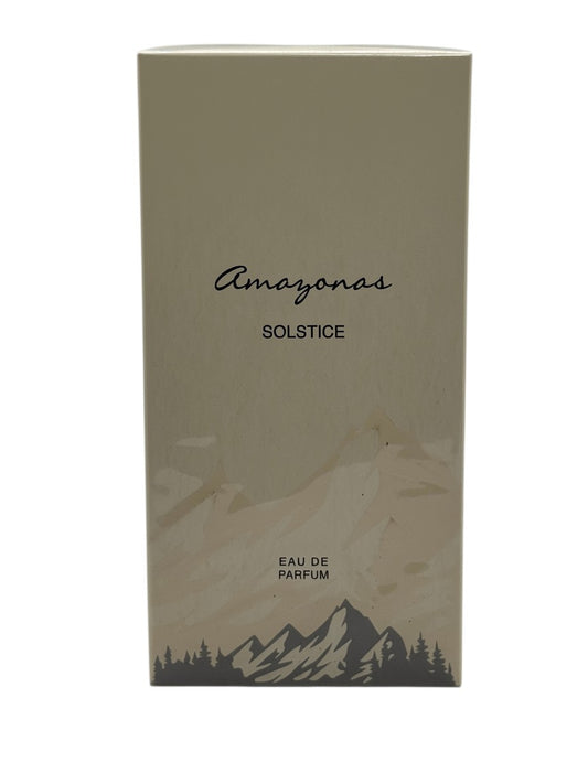 Paradime Enterprise LLC Atralia Amazonas Solstice eau de parfum box with mountain and forest graphic design.