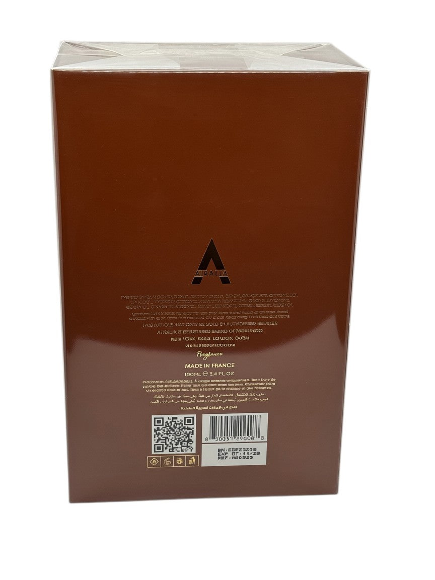 Paradime Enterprise LLC Atralia Imperiale Unus 3.4 oz Eau de Parfum box back view with product details and barcode