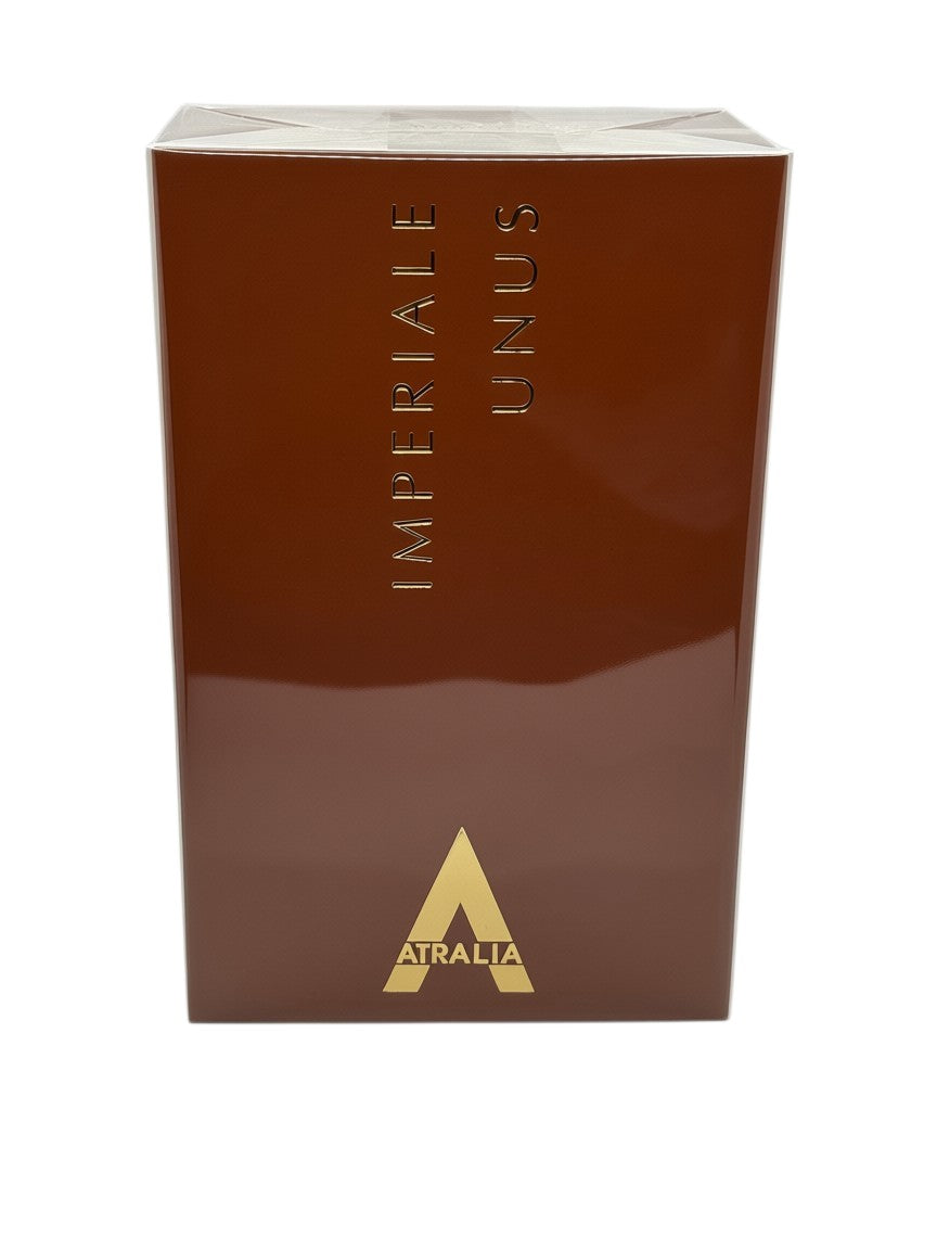 Paradime Enterprise LLC Atralia Imperiale Unus Eau de Parfum box in glossy brown with gold lettering and logo