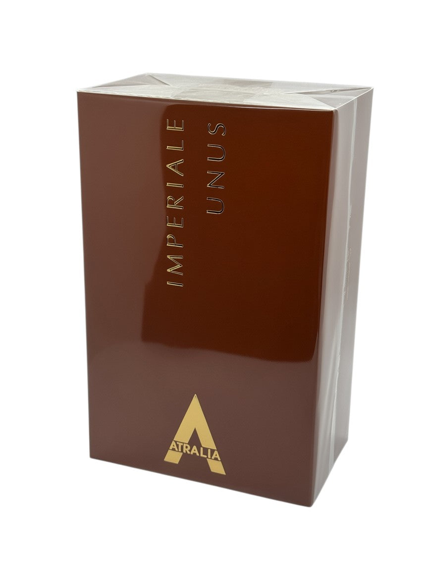Paradime Enterprise LLC Atralia Imperiale Unus 3.4 oz Eau de Parfum in a glossy brown box with gold lettering.