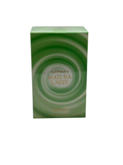 Paradime Enterprise LLC Atralia Matcha Latte eau de parfum bottle with a green and white swirling design.