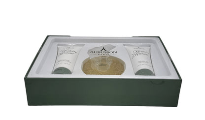 Paradime Enterprise LLC Aubusson Histoire D'Amour gift set featuring perfume, body lotion, and shower gel in a box.