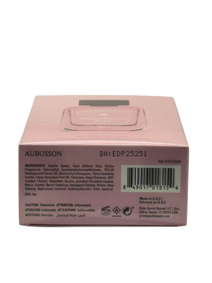 Paradime Enterprise LLC Aubusson Love Potion No.03 Raspberry Kiss perfume box back view with ingredient list