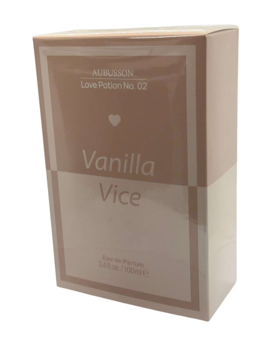 Paradime Enterprise LLC Aubusson Love Potion No. 02 Vanilla Vice Eau de Parfum 3.4 oz box in beige and white.