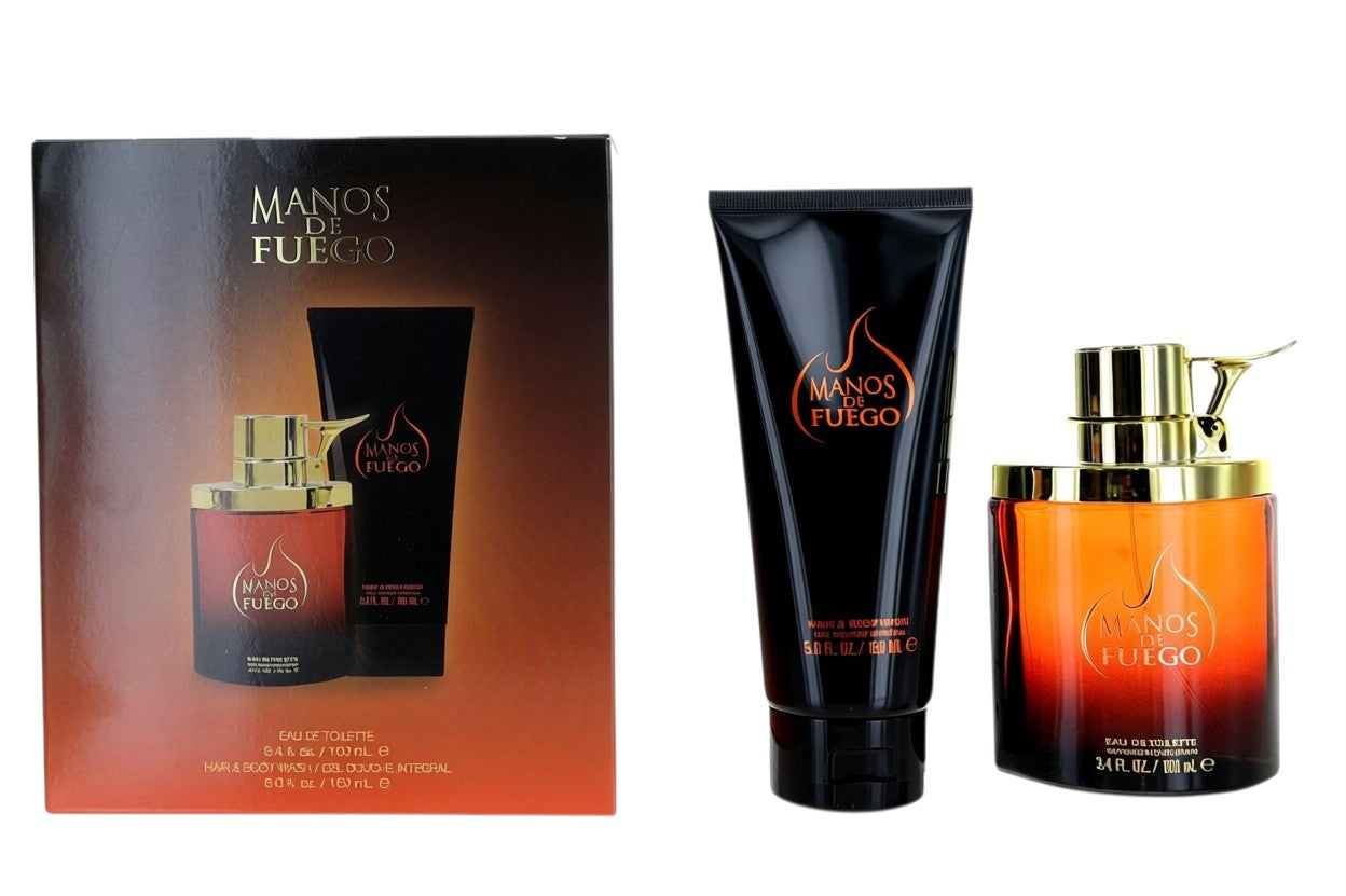 Paradime Enterprise LLC Caliente by Manos De Fuego 2 piece gift set with cologne bottle and hair and body wash tube.