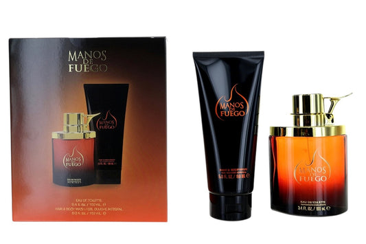 Paradime Enterprise LLC Caliente by Manos De Fuego 2 piece gift set with cologne bottle and hair and body wash tube.