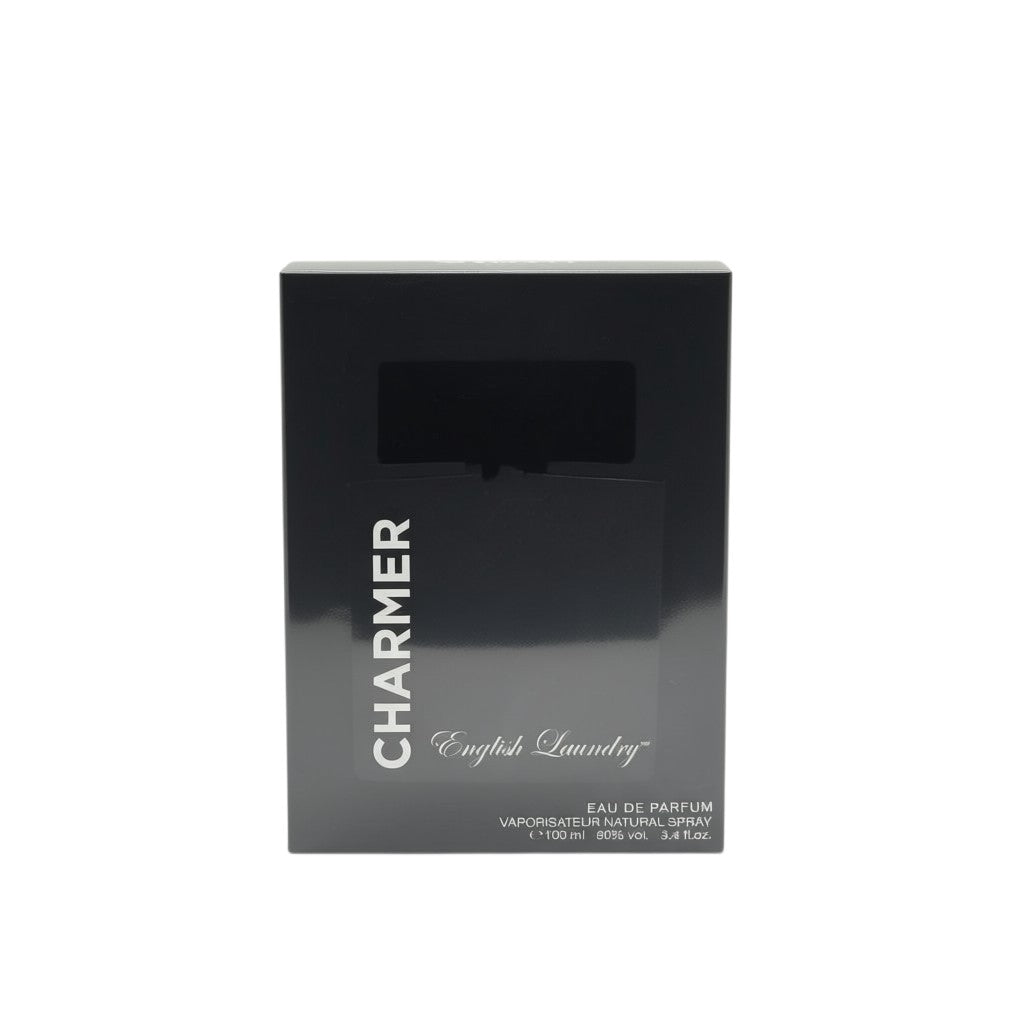 Paradime Enterprise LLC English Laundry Charmer 3.4 oz Eau de Parfum spray in a sleek black rectangular box.