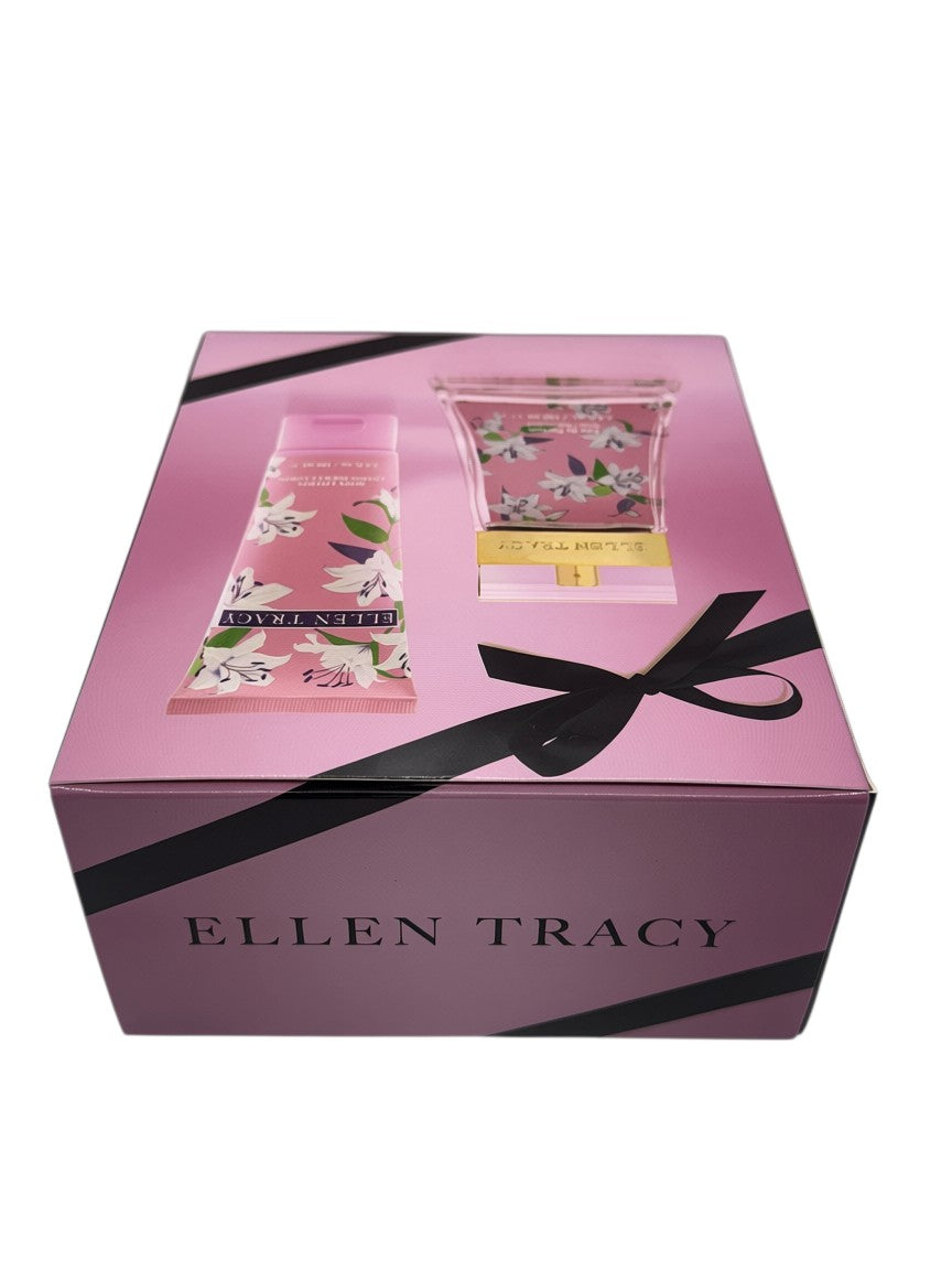 Paradime Enterprise LLC Ellen Tracy Pink Sparkling gift set featuring a 3.4 oz perfume bottle and matching body lotion.