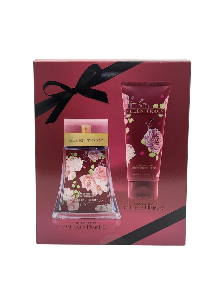 Paradime Enterprise LLC Ellen Tracy Red Sensational gift set featuring a 3.4 oz perfume bottle and body lotion.
