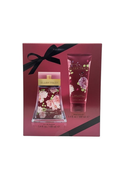 Paradime Enterprise LLC Ellen Tracy Red Sensational gift set featuring a 3.4 oz perfume bottle and body lotion.
