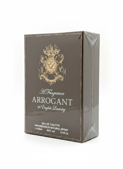 Paradime Enterprise LLC English Laundry Arrogant woody aromatic eau de toilette spray in a brown box.