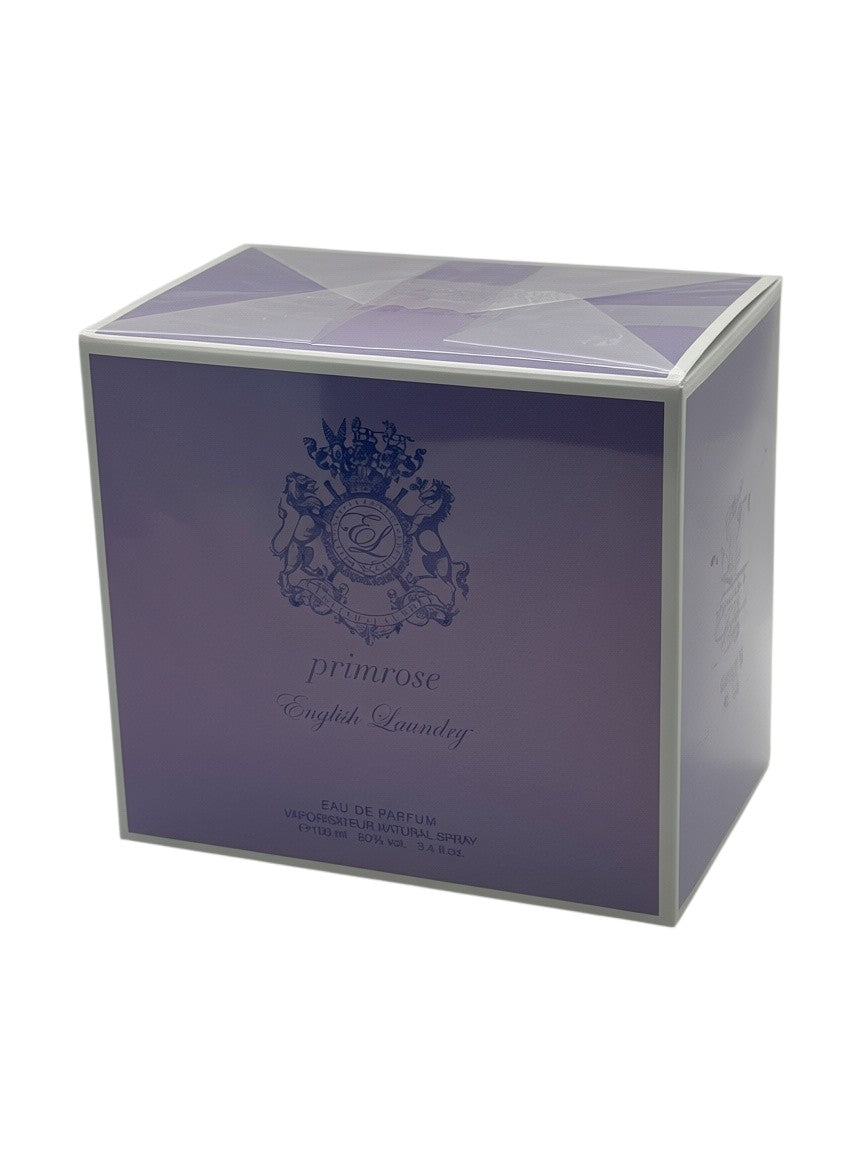 Paradime Enterprise LLC English Laundry Primrose eau de parfum 3.4 oz box in purple with a classic crest logo