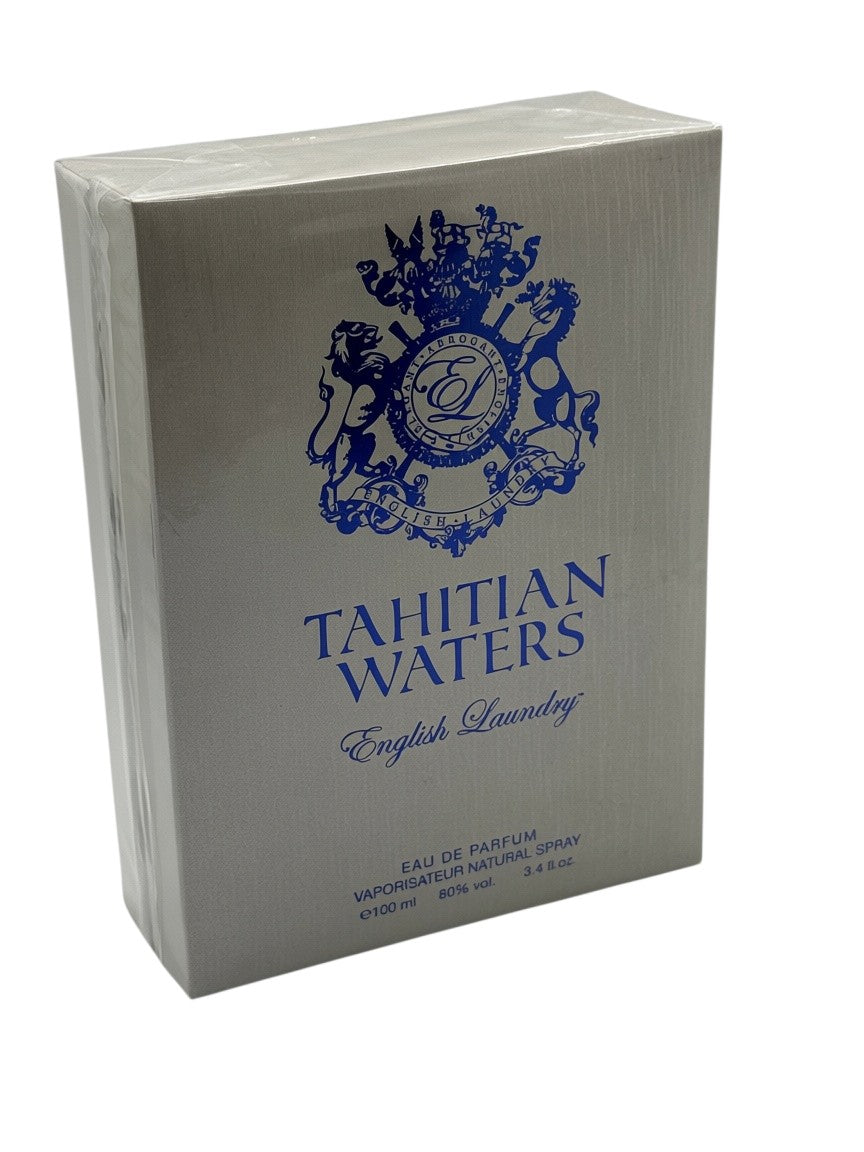 Paradime Enterprise LLC English Laundry Tahitian Waters Eau de Parfum 3.4 oz boxed fragrance with blue crest logo.