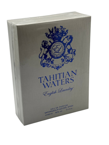 Paradime Enterprise LLC English Laundry Tahitian Waters Eau de Parfum 3.4 oz boxed fragrance with blue crest logo.