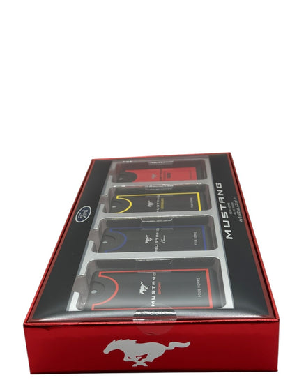 Paradime Enterprise LLC Ford Mustang cologne gift set featuring four 20ml Eau de Toilette sprays in a red box