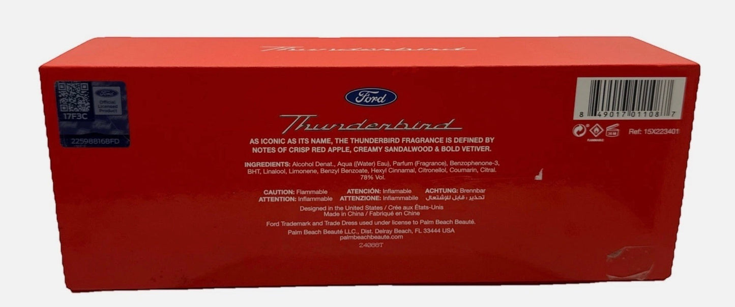 Paradime Enterprise LLC Ford Legacy Thunderbird EDT fragrance box back view with product details and ingredients