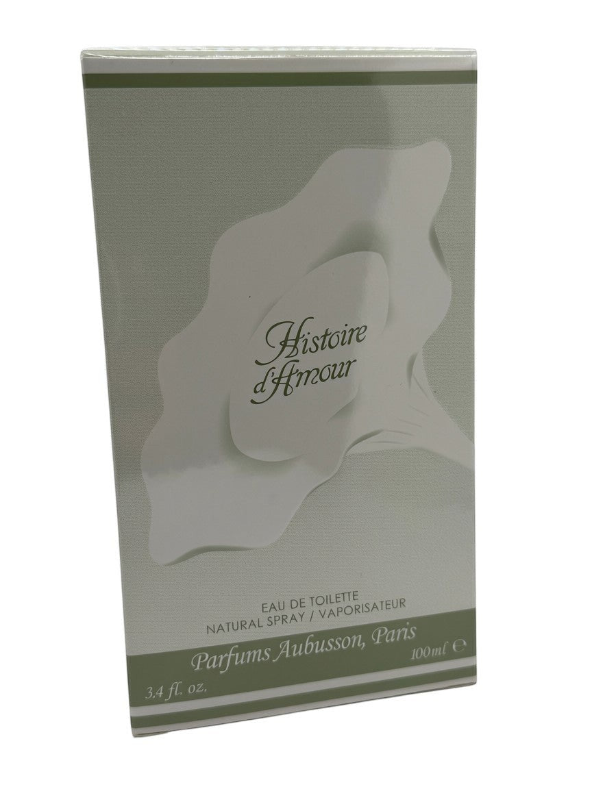 Paradime Enterprise LLC Histoire D'Amour by Aubusson eau de toilette spray in a sage green and white box.