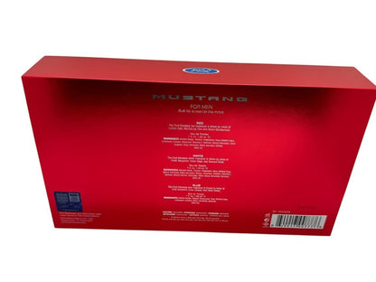 Paradime Enterprise LLC Mustang 3-piece fragrance gift set in a rectangular red box with white text details.