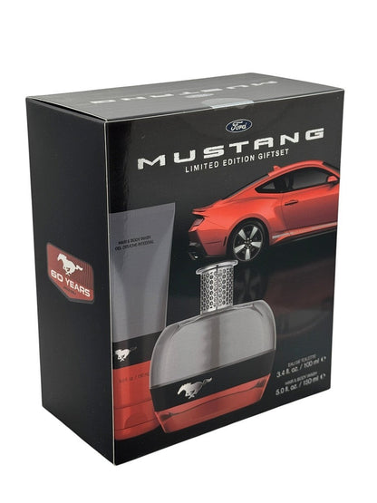 Paradime Enterprise LLC Mustang by Ford 60-Years limited edition gift set featuring red EDT and hair and body wash.