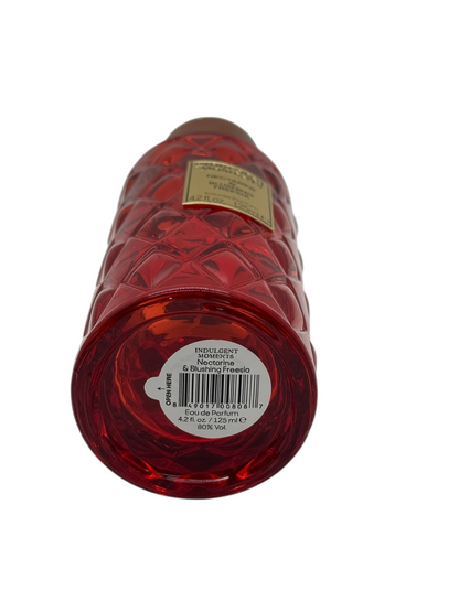 Paradime Enterprise LLC Indulgent Moments Nectarine & Blushing Freesia perfume bottle with red diamond-cut glass base