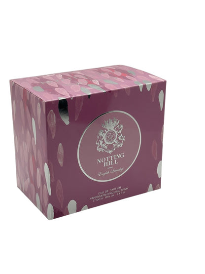 Paradime Enterprise LLC English Laundry Notting Hill Femme perfume box in purple with abstract petal design