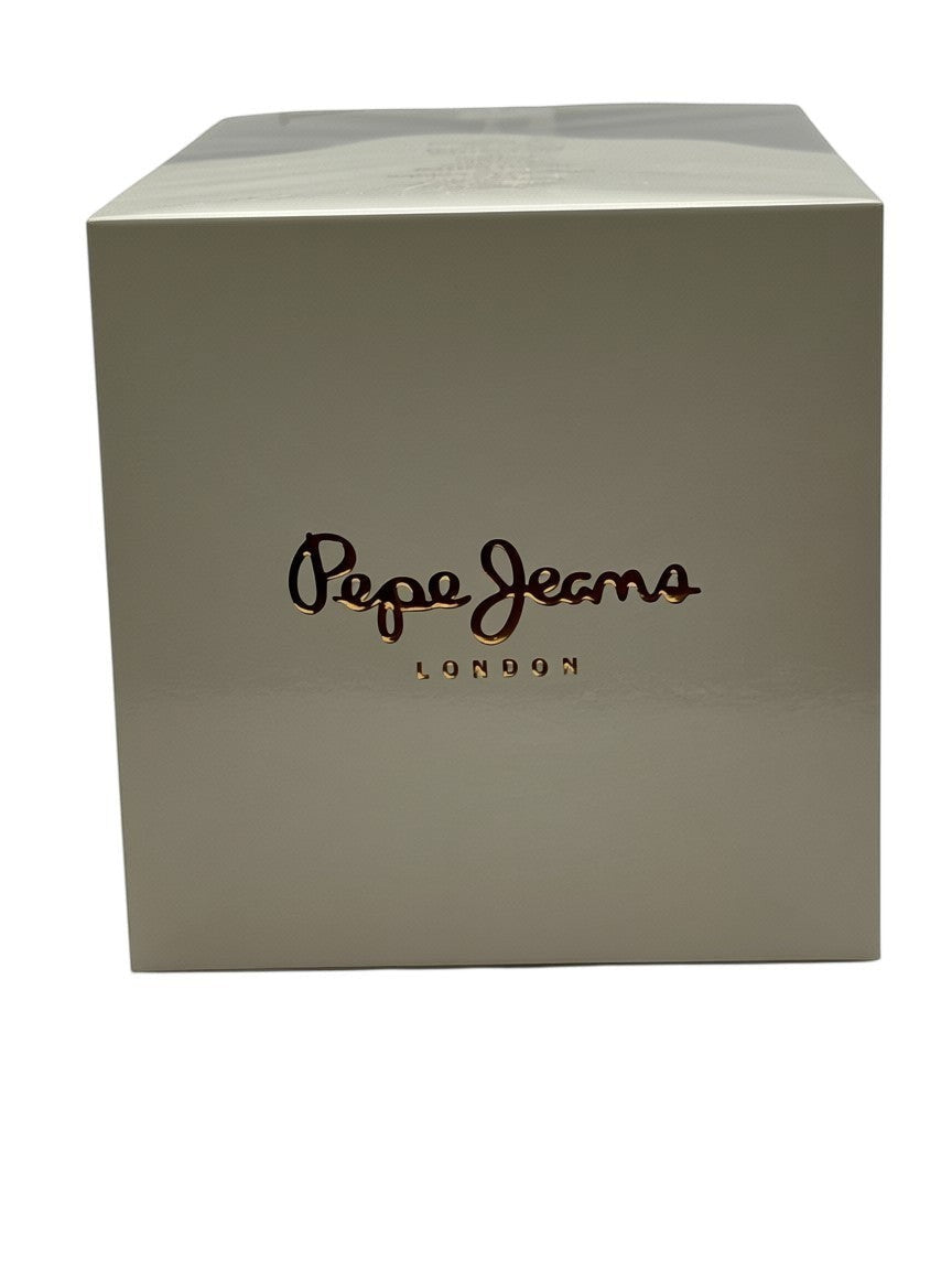 Paradime Enterprise LLC Pepe Jeans London Addictive Indulgence perfume box in a sleek, neutral-toned packaging.