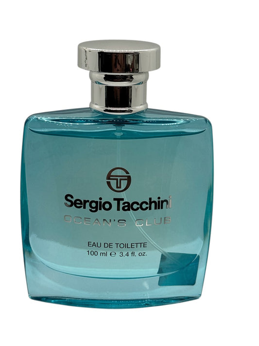 Paradime Enterprise LLC Sergio Tacchini Ocean Club 100ml blue glass eau de toilette bottle with silver cap