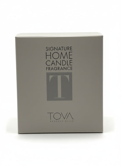 Paradime Enterprise LLC TOVA Beverly Hills Signature Home Candle fragrance box in elegant grey packaging.