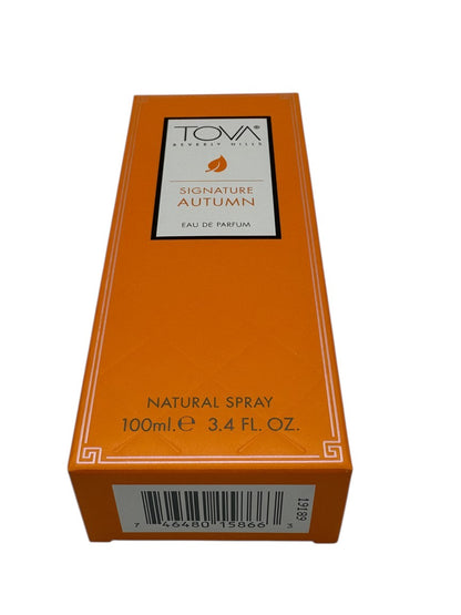 Paradime Enterprise LLC Tova Signature Autumn Eau de Parfum 3.4 oz fragrance box in vibrant orange packaging
