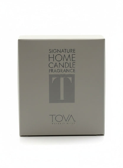 Paradime Enterprise LLC TOVA Beverly Hills Signature Home Candle Fragrance in a sleek grey presentation box.